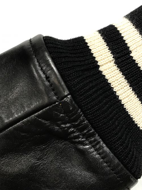 COOTIE PRODUCTIONS（クーティープロダクツ）COOTIE PRODUCTIONS (クーティープロダクツ) レザー切替ワッペンスタジャン ブラック サイズ:SMALLの古着・服飾アイテム