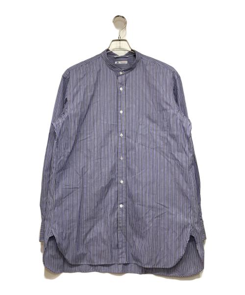 FAIRFAX（フェアファックス）FAIRFAX (フェアファックス) ストライプバンドカラーシャツ ネイビー サイズ:Lの古着・服飾アイテム