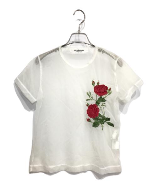 JUNYA WATANABE COMME des GARCONS（ジュンヤワタナベ コムデギャルソン）JUNYA WATANABE COMME des GARCONS ((ジュンヤワタナベ コムデギャルソン) オールドフラワー刺繍シアーTシャツ ホワイト サイズ:記載なしの古着・服飾アイテム