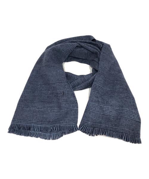 MACKINTOSH LONDON（マッキントッシュ ロンドン）MACKINTOSH LONDON (マッキントッシュ ロンドン) ウールチェックマフラー ネイビーの古着・服飾アイテム