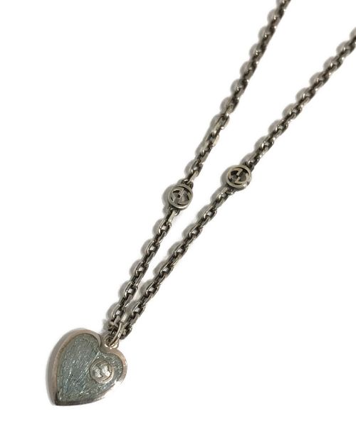 GUCCI（グッチ）GUCCI (グッチ) インターロッキングG ハート ネックレス シルバー(色)×ブルー サイズ:記載なしの古着・服飾アイテム