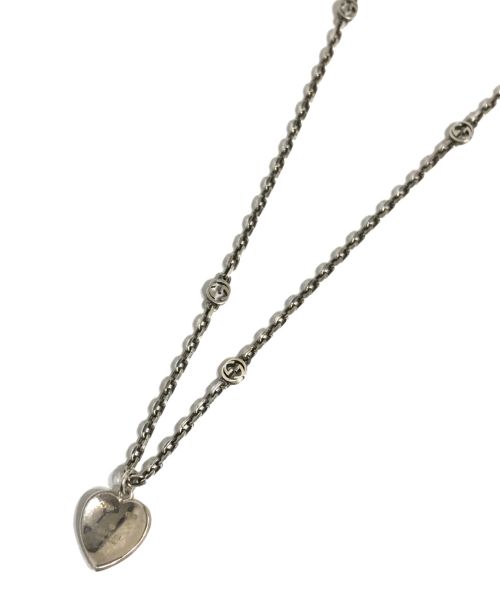 GUCCI（グッチ）GUCCI (グッチ) インターロッキングG ハート ネックレス シルバー(色)×ブルー サイズ:記載なしの古着・服飾アイテム