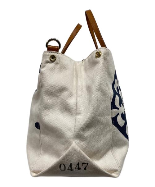russet（ラシット）russet (ラシット) キャンバスショルダーバッグ アイボリー×ネイビーの古着・服飾アイテム
