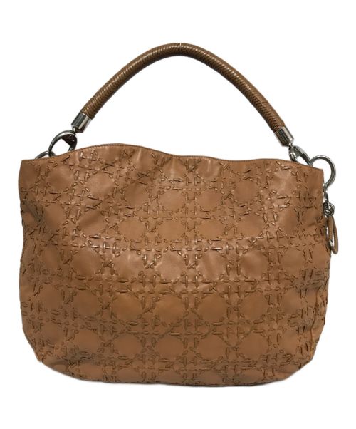 Christian Dior（クリスチャン ディオール）Christian Dior (クリスチャン ディオール) ロゴチャームレザーハンドバッグ ブラウンの古着・服飾アイテム