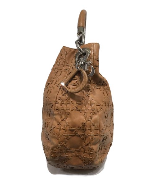 Christian Dior（クリスチャン ディオール）Christian Dior (クリスチャン ディオール) ロゴチャームレザーハンドバッグ ブラウンの古着・服飾アイテム