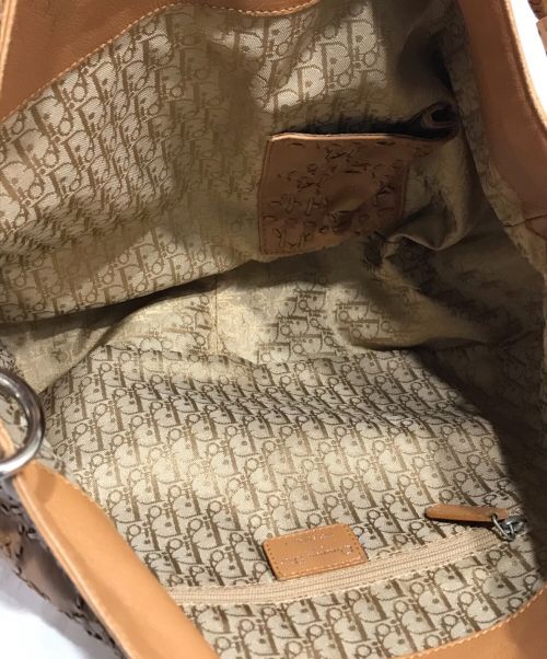 Christian Dior（クリスチャン ディオール）Christian Dior (クリスチャン ディオール) ロゴチャームレザーハンドバッグ ブラウンの古着・服飾アイテム