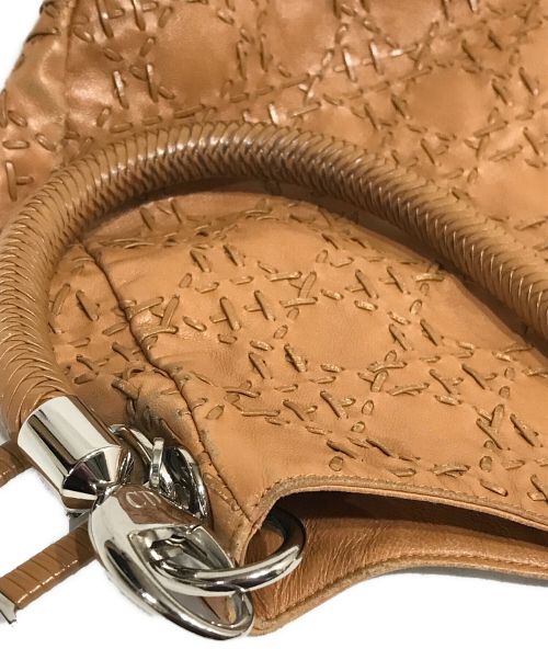 Christian Dior（クリスチャン ディオール）Christian Dior (クリスチャン ディオール) ロゴチャームレザーハンドバッグ ブラウンの古着・服飾アイテム