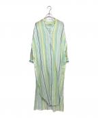 ne quittez pasヌキテパ）の古着「ストライプクルタドレス」｜ホワイト×グリーン