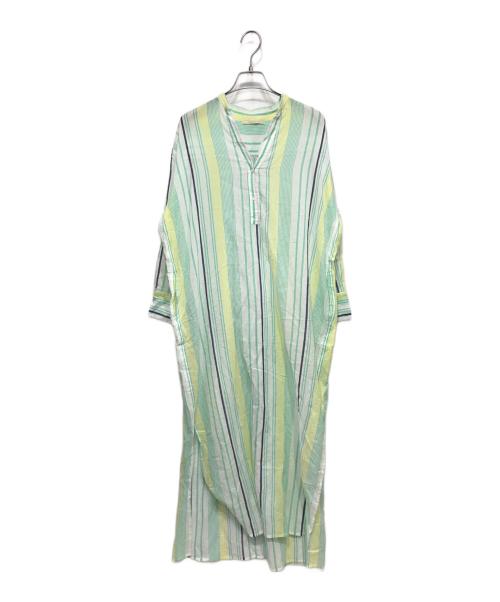 ne quittez pas（ヌキテパ）ne quittez pas (ヌキテパ) ストライプクルタドレス ホワイト×グリーン サイズ:-の古着・服飾アイテム