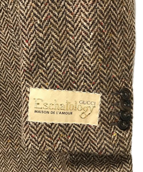 GUCCI（グッチ）GUCCI (グッチ) 22AW ZAFUT ウールヘリンボーンダブルブレストコート ブラウン サイズ:48の古着・服飾アイテム