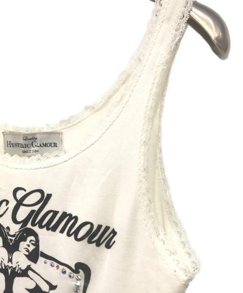 Hysteric Glamour（ヒステリックグラマー）Hysteric Glamour (ヒステリックグラマー) ラインストーン付ノースリーブカットソー ホワイト サイズ:FREEの古着・服飾アイテム