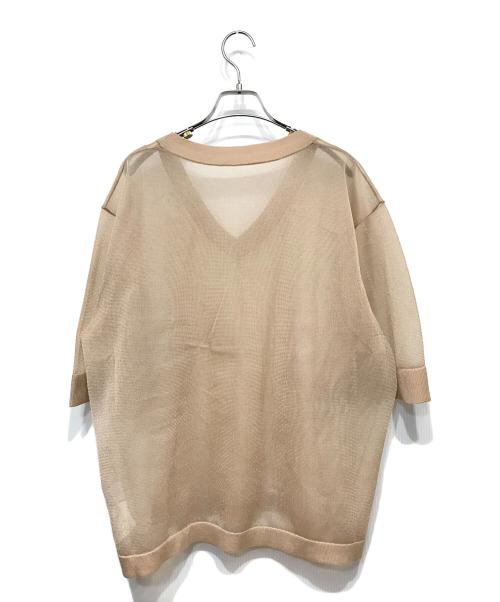 CLANE（クラネ）CLANE (クラネ) SHEER VNECK KNIT TOPS シアー ブイネック ニットトップス ベージュ サイズ:1の古着・服飾アイテム