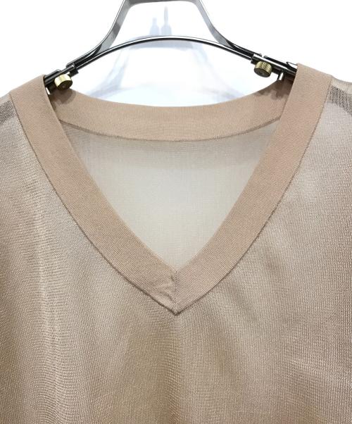 CLANE（クラネ）CLANE (クラネ) SHEER VNECK KNIT TOPS シアー ブイネック ニットトップス ベージュ サイズ:1の古着・服飾アイテム