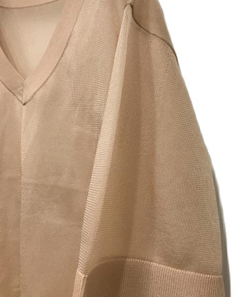 CLANE（クラネ）CLANE (クラネ) SHEER VNECK KNIT TOPS シアー ブイネック ニットトップス ベージュ サイズ:1の古着・服飾アイテム