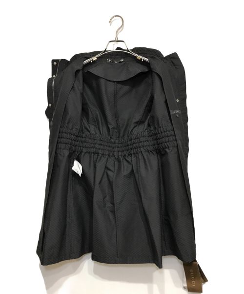 GUCCI（グッチ）GUCCI (グッチ) GG シルク混フーデッドコート ブラック サイズ:36の古着・服飾アイテム