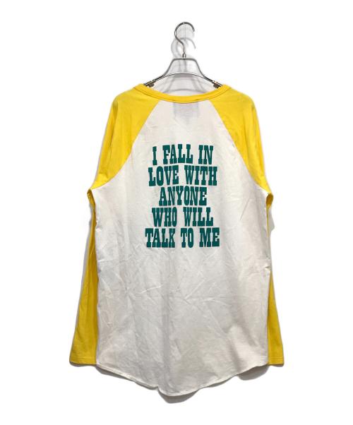 PEANUTS（ピーナッツ）PEANUTS (ピーナッツ) MARC JACOBS (マーク ジェイコブス) ラグランTシャツ ホワイト×イエロー サイズ:Mの古着・服飾アイテム