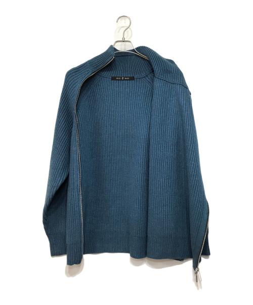 NO ID.（ノーアイディー）NO ID. (ノーアイディー) アシンメトリーZIPニットタートルネックCD カーディガン ジップギミックニット ブルー サイズ:FREEの古着・服飾アイテム