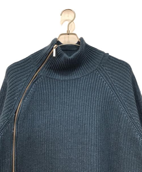 NO ID.（ノーアイディー）NO ID. (ノーアイディー) アシンメトリーZIPニットタートルネックCD カーディガン ジップギミックニット ブルー サイズ:FREEの古着・服飾アイテム