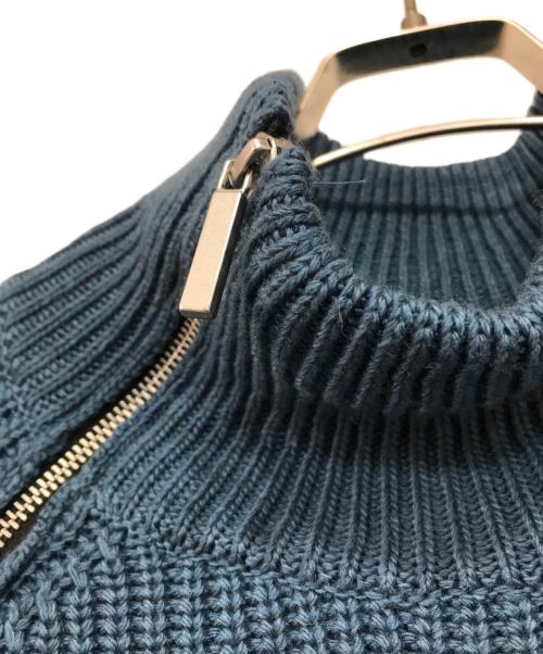 NO ID.（ノーアイディー）NO ID. (ノーアイディー) アシンメトリーZIPニットタートルネックCD カーディガン ジップギミックニット ブルー サイズ:FREEの古着・服飾アイテム