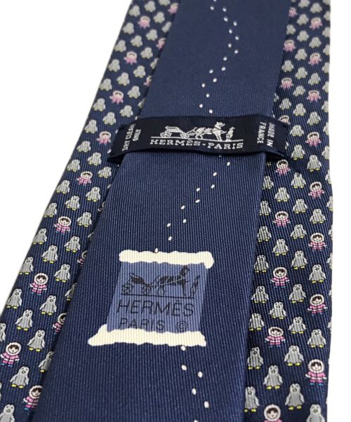 HERMES（エルメス）HERMES (エルメス) ペンギン柄ネクタイ ブルー サイズ:-の古着・服飾アイテム