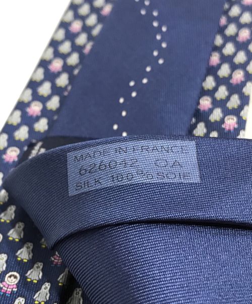 HERMES（エルメス）HERMES (エルメス) ペンギン柄ネクタイ ブルー サイズ:-の古着・服飾アイテム