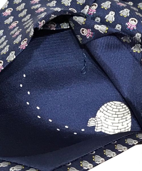 HERMES（エルメス）HERMES (エルメス) ペンギン柄ネクタイ ブルー サイズ:-の古着・服飾アイテム