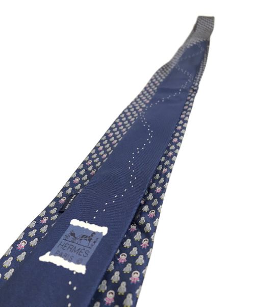 HERMES（エルメス）HERMES (エルメス) ペンギン柄ネクタイ ブルー サイズ:-の古着・服飾アイテム