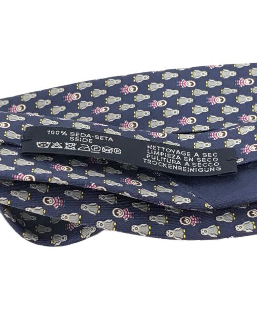 HERMES（エルメス）HERMES (エルメス) ペンギン柄ネクタイ ブルー サイズ:-の古着・服飾アイテム