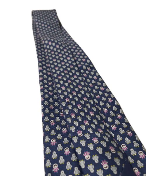 HERMES（エルメス）HERMES (エルメス) ペンギン柄ネクタイ ブルー サイズ:-の古着・服飾アイテム