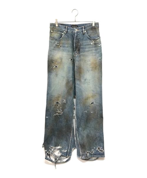 BALENCIAGA（バレンシアガ）BALENCIAGA (バレンシアガ) 23SS SUPER DESTROYED BAGGY デニムパンツ ブルー サイズ:Sの古着・服飾アイテム