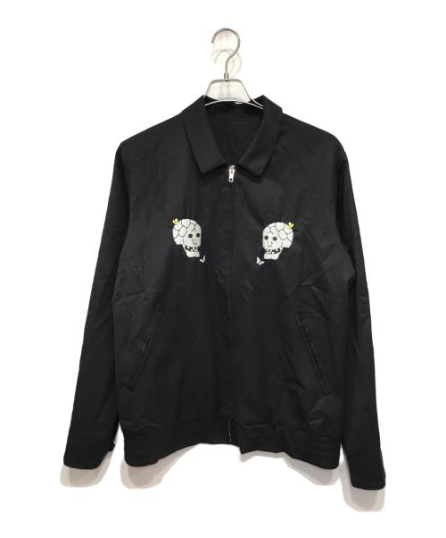 JohnUNDERCOVER（ジョンアンダーカバー）JohnUNDERCOVER (ジョンアンダーカバー) STUDIOUS別注 スカル刺繍ベトジャン ブラック サイズ:3の古着・服飾アイテム