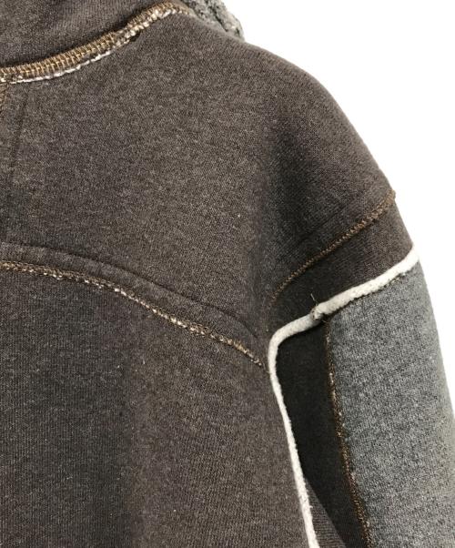 45R（フォーティファイブ・アール）45R (フォーティーファイブアール) ぷくぷく裏毛のパッチワークフーディ グレー サイズ:２の古着・服飾アイテム