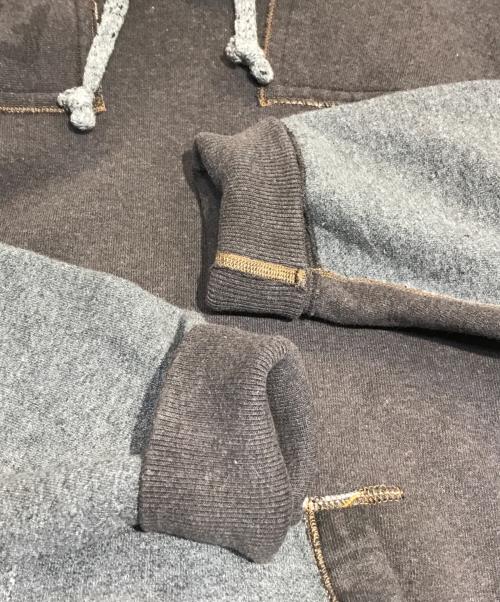 45R（フォーティファイブ・アール）45R (フォーティーファイブアール) ぷくぷく裏毛のパッチワークフーディ グレー サイズ:２の古着・服飾アイテム