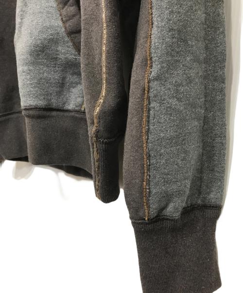 45R（フォーティファイブ・アール）45R (フォーティーファイブアール) ぷくぷく裏毛のパッチワークフーディ グレー サイズ:２の古着・服飾アイテム