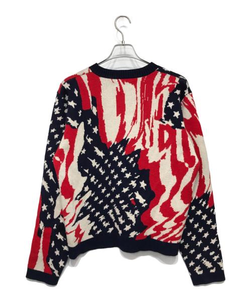 masu（エムエーエスユー）masu (エムエーエスユー) MARBLE FLAG SWEATER ネイビー×レッド サイズ:48の古着・服飾アイテム
