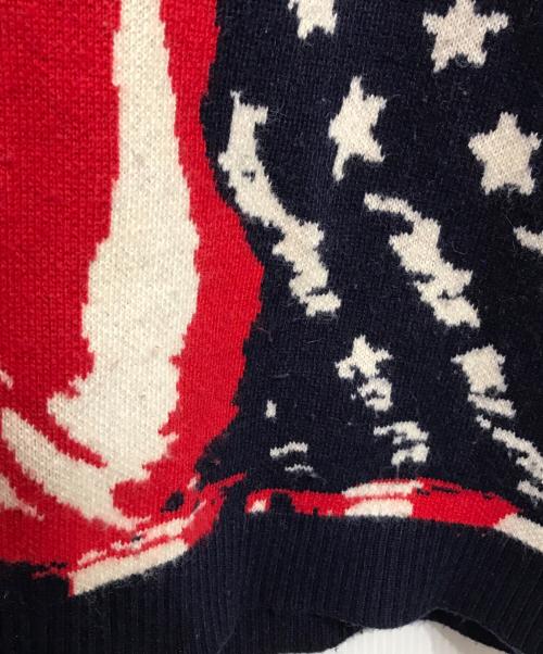 masu（エムエーエスユー）masu (エムエーエスユー) MARBLE FLAG SWEATER ネイビー×レッド サイズ:48の古着・服飾アイテム