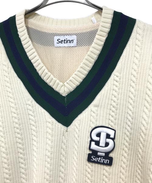 SETINN（セットイン）setinn (セットイン) Vネック チルデンニット ベージュ サイズ:Ｍの古着・服飾アイテム