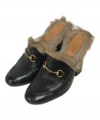GUCCIグッチ）の古着「ファーホースビッドミュール」｜ブラック