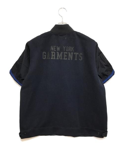 Engineered Garments（エンジニアドガーメンツ）Engineered Garments (エンジニアド ガーメンツ) BEAMS PLUS (ビームスプラス) 別注ポプリン×メッシュ素材 半袖スタジャン ネイビー サイズ:XLの古着・服飾アイテム