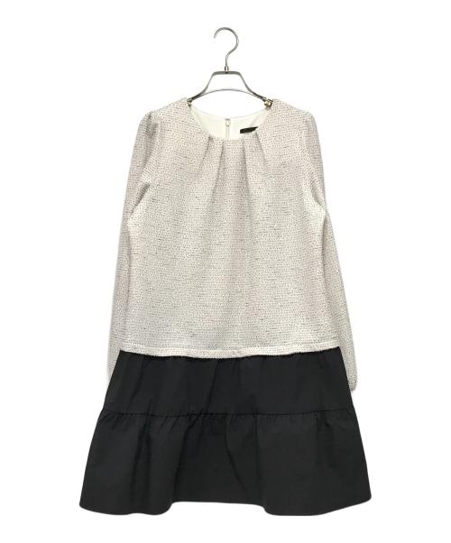 TO BE CHIC（トゥービーシック）TO BE CHIC (トゥービーシック) ニットツイードコンビ チュニック ホワイト×ブラック サイズ:42の古着・服飾アイテム
