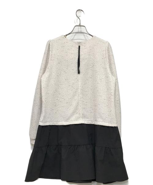 TO BE CHIC（トゥービーシック）TO BE CHIC (トゥービーシック) ニットツイードコンビ チュニック ホワイト×ブラック サイズ:42の古着・服飾アイテム
