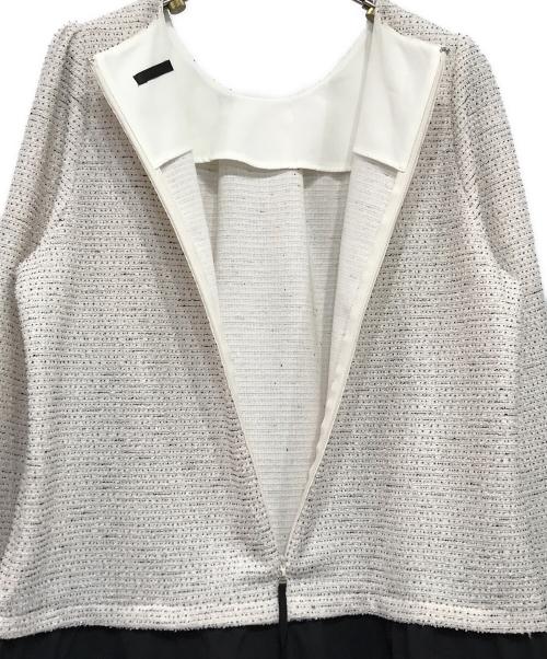TO BE CHIC（トゥービーシック）TO BE CHIC (トゥービーシック) ニットツイードコンビ チュニック ホワイト×ブラック サイズ:42の古着・服飾アイテム