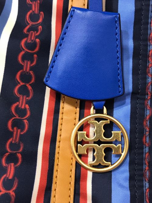 TORY BURCH（トリーバーチ）TORY BURCH (トリーバーチ) ストライプトートバッグ ネイビーの古着・服飾アイテム