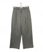 cornierコルニエ）の古着「Super130's WORSTED WOOL 2-TUCK WIDE PANTS スラックス」｜グレー