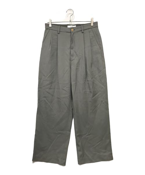 cornier（コルニエ）cornier (コルニエ) Super130's WORSTED WOOL 2-TUCK WIDE PANTS スラックス グレー サイズ:Mの古着・服飾アイテム