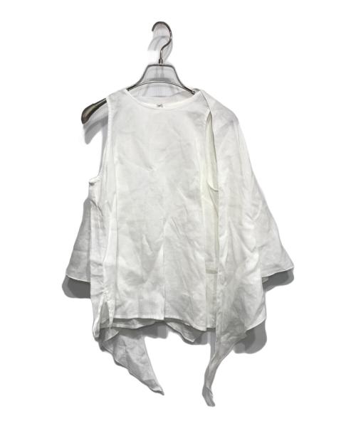 ETRE TOKYO（エトレトウキョウ）ETRE TOKYO (エトレトウキョウ) デタッチスカーフリネントップス ホワイト サイズ:FREEの古着・服飾アイテム