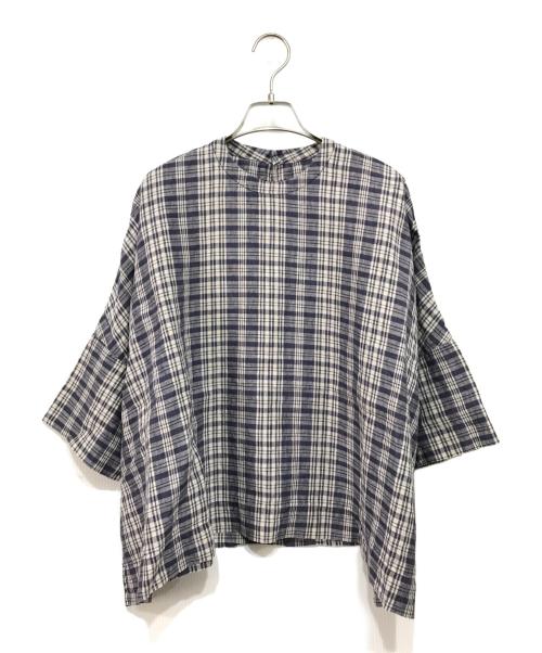 ARTS&SCIENCE（アーツアンドサイエンス）ARTS&SCIENCE (アーツアンドサイエンス) チェックリネンブラウス パープル×ベージュ サイズ:1の古着・服飾アイテム