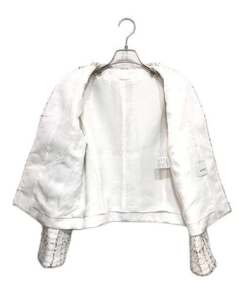 ANAYI（アナイ）ANAYI (アナイ) Eternal Line ミックスツイードノーカラー ジャケット ホワイト サイズ:40の古着・服飾アイテム