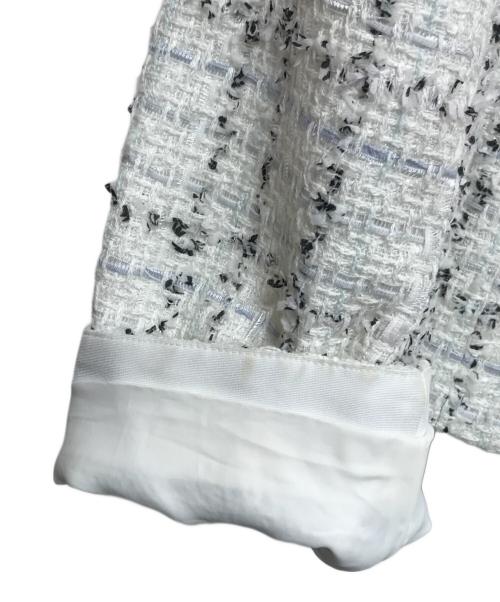 ANAYI（アナイ）ANAYI (アナイ) Eternal Line ミックスツイードノーカラー ジャケット ホワイト サイズ:40の古着・服飾アイテム