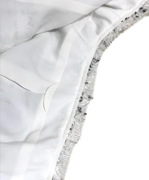 ANAYI（アナイ）ANAYI (アナイ) Eternal Line ミックスツイードノーカラー ジャケット ホワイト サイズ:40の古着・服飾アイテム